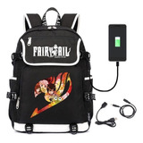 Mochila De Anime Fairy Tail Natsu Happy Usb, Mochilas Escola