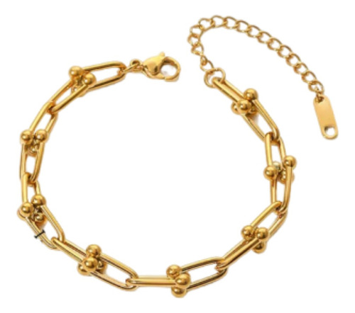 Pulsera Eslabones Mujer Acero Inoxidable Baño Oro 18k