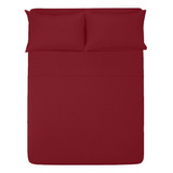 Sábana King Size 1800 Hilos, Microfibra Grabada Ultra Suave Color Rojo Diseño De La Tela Color