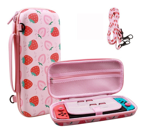 Bolso Nintendo Switch Classic Y Oled Frutilla Rosada Funda