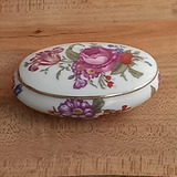 Antigua Caja Pastillero Porcelana Limoges Con Flores