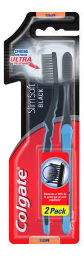 Cepillo Dental Colgate Slim Soft Black Pack X2
