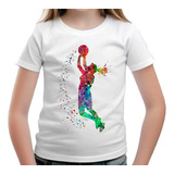 Camiseta Infantil Estampa Esporte Basquete Feminino 60