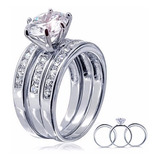 Anillos Juego 3 Boda Promesa Compromiso Plata 925 Diamante