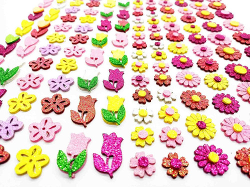 100 Adesivos Pet Flores Eva Glitter Petshop Cães E Gatos Pet Shop Adesivo Flores