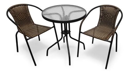 Sillas Rattan X2 + Mesa Sillas Jardin Exterior Balcon Juego