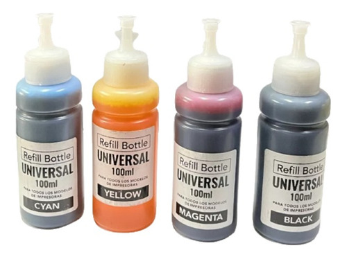 Tinta Universal 100 Ml Botella Pack 4 Colores