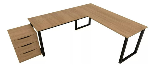 Mesa Em L Home Office C/ Gaveteiro Industrial P/ Escritorio