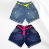 Short Jeans Infantil De Pompom Kit Com 2 Peças