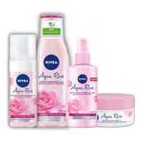 Kit Aqua Rose Skincare: Mouse + Tonico + Bruma + Hidratante