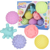 Set 6 Pelotas Texturizadas Soft Ball Juguetes Para Bebes