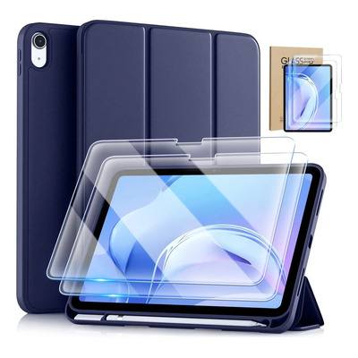 Funda Para iPad 10 iPad 11 (a16) 11 Generación 2025 (a3354\u002Fa3355\u002Fa3356)\u002Fpara iPad 10 Generación 10.9 Pulgadas (a2696\u002Fa2757\u002Fa2777) 2022 Soporte Plegable Y Soporte Pencil Auto Slim Azul Oscuro + 2 Micas | MercadoLibre