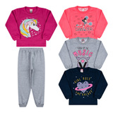 Kit 4 Conjunto Moletom Infantil Feminino Roupa Frio Atacado