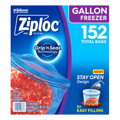 Bolsas de Plástico Reutilizables Ziploc para Congelar Alimentos, 152 Bolsas de Tamaño Grande | Envío gratis