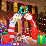 Decoración Arco Inflable Navidad Santa Y Muñequito Luz Led