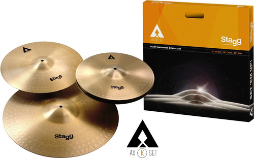 Set Platillos Stagg Hi Hat 14 + Crash 16 + Ride 20 Axk Pack