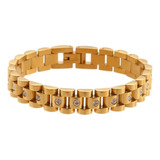 Pulsera Esclava Oro Laminado Circonias Corte Diamante Lujo