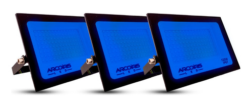 Kit 3 Refletor Holofote 100w Luz Azul A Prova D' Agua Ip66