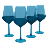 - Set De 4 Copas De Vino Azul Mate De Lujo - Set De Cop...