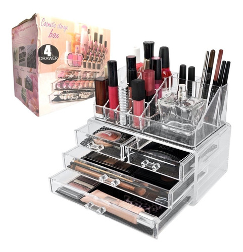 Organizador Joyas Maquillaje Transparente Cajones Plástico 