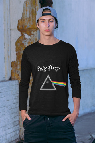 Polera Larga Pink Floyd Rock Musica Logo Estampado Algodon