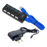 Mini Hub Usb 3.0 P/ Macbook/notebook/pc/celular/tablet Preto