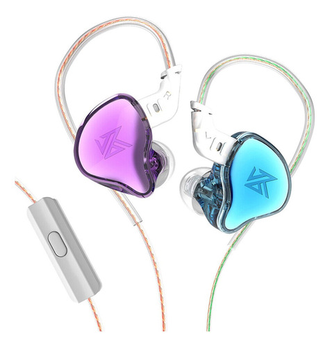 Auriculares Kz Edc In Ear Con Microfono Hifi  Violeta / Azul