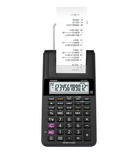 Calculadora Impresora Portátil Casio Hr-10rc, 12 Dígitos, Co