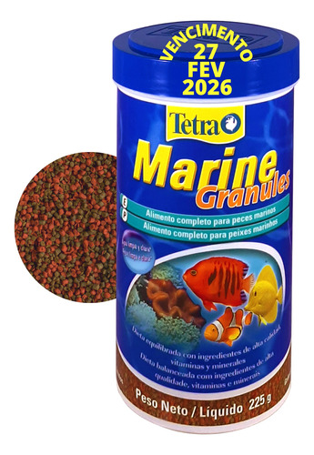 Melhor Ração Peixes Marinhos, Tetra Marine Granules 225g 