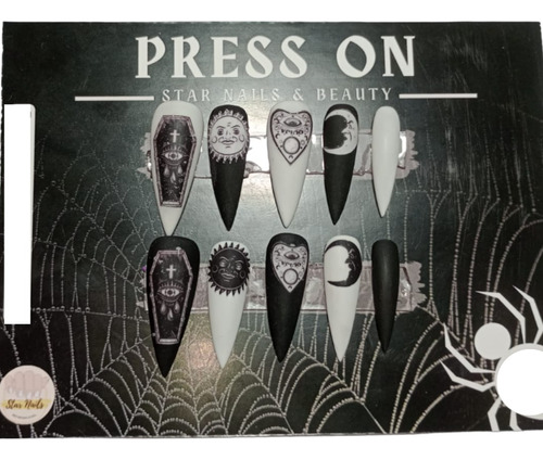 Uñas Press On Stilettos/agujas Con Diseño De Ouija