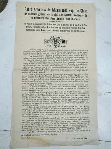 Documento Antiguo 1944 Pacto Arcoiris Magallanes 