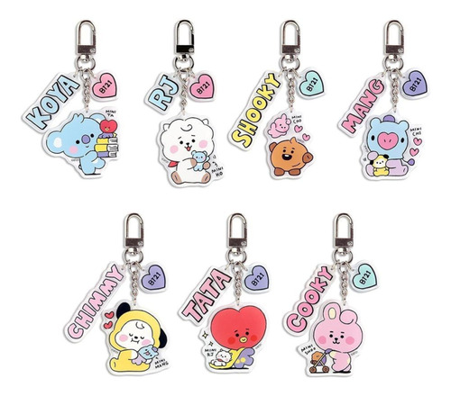 7 Llaveros De Bt21 En Acrílico Bts Kpop