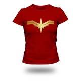 Playera De Capitana Marvel Oro. Super Heroes