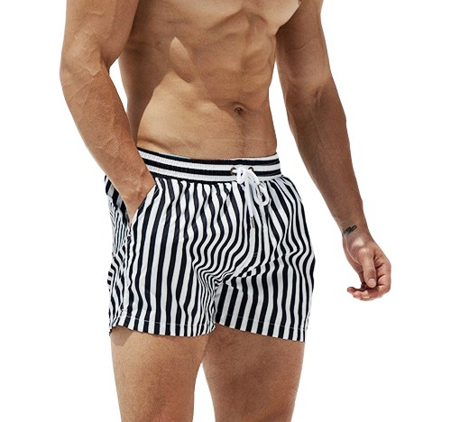 Shorts De Playa De Secado Rápido A Rayas Para Hombre