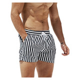 Shorts De Playa De Secado Rápido A Rayas Para Hombre