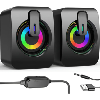 Bocinas Pc Rgb De Bocina De Multimedia Para Computadora Led Negro