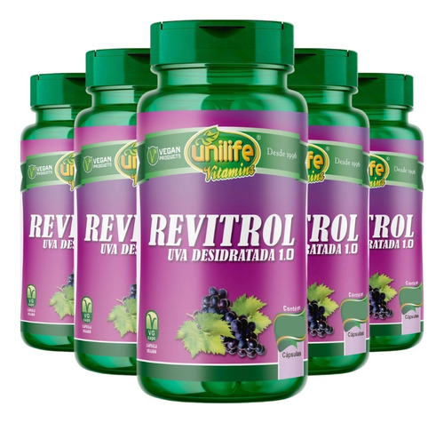 Revitrol (uva Desidratada) - 5x 120 Cápsulas - Unilife Sabor Without Flavor