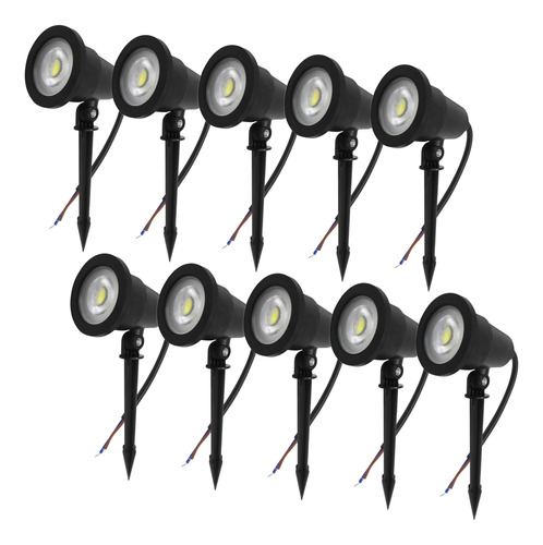 Kit 10 Luminária Espeto Jardim Cob Led 7w Prova Dágua