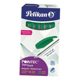 Pelikan Bolígrafo Pointec Con 12 Pz Color De La Tinta Negro Color Del Exterior Verde Claro