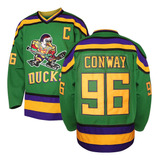 Charlie Conway #96 Mighty Ducks Movie Hockey Jersey Bla...