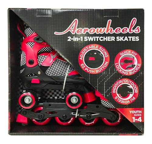 Combo Patines Switcher 2 En 1 Aerowheels 24-26.5 Rojos