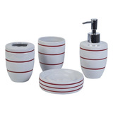 Set Baños Ceramica 4 Piezas : Factura A Azul O Rojo