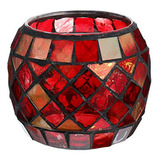 Portavelas De Cristal De Mosaico Ledmomo, Candelero Romántic