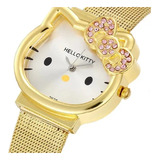 Relógio Feminino Infantil Hello Kitty Puls Magnética Dourado