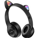 Audifonos Diadema Gato Bluetooth Y 3.5mm Cambio De Luces Led