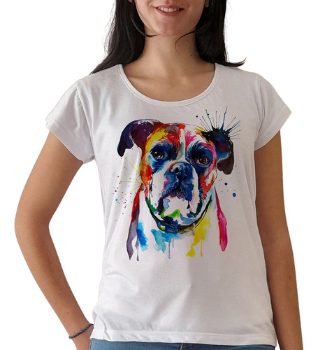 Remera Perro Boxer Animal 3 Mujer Purple Chick