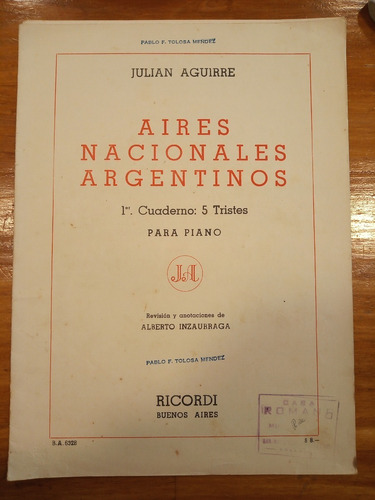 Aires Nacionales Argentinos Inzaurraga Partitura
