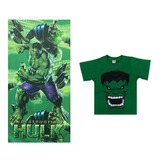 Toalha Banho Infantil Hulk Menino + Camiseta Hulk