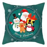 Funda Cojin 45x45 Navidad Merry Verde/nieve Lino Poly