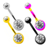 Piercing Ombligo Banana Doble Cristal 4 Plug Vientre 14g